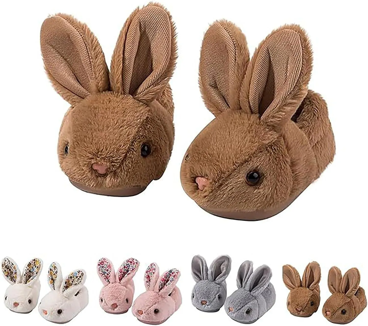 Infant Toddler Cute Bunny Slippers Soft Plush Non-Slip Warm House Shoes Little Boys Girls Winter Fuzzy Slippers