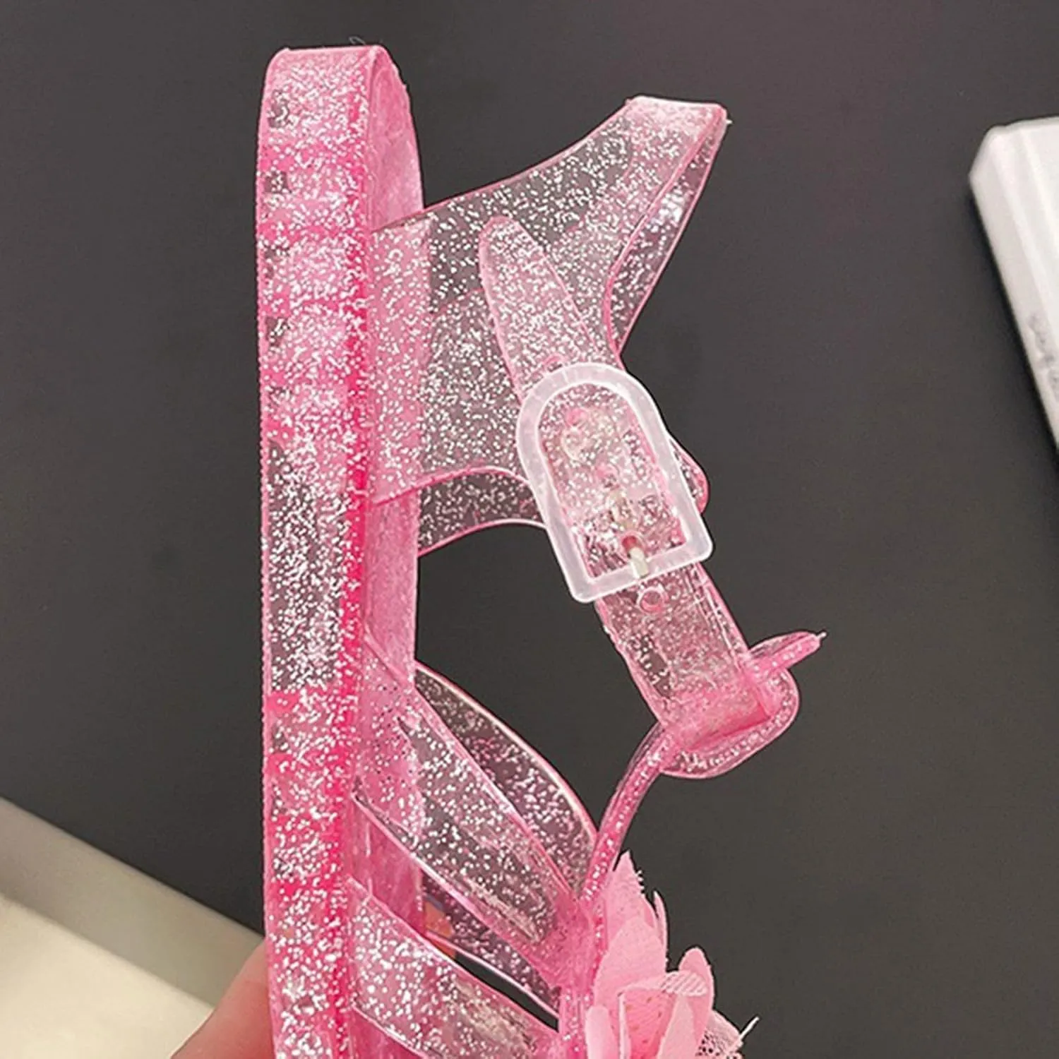 Jelly Sandals for Girls Kids Toddler Flower Princess Shoes Closed Toe Summer Beach Cute Flat Sandal with Ankle Strap