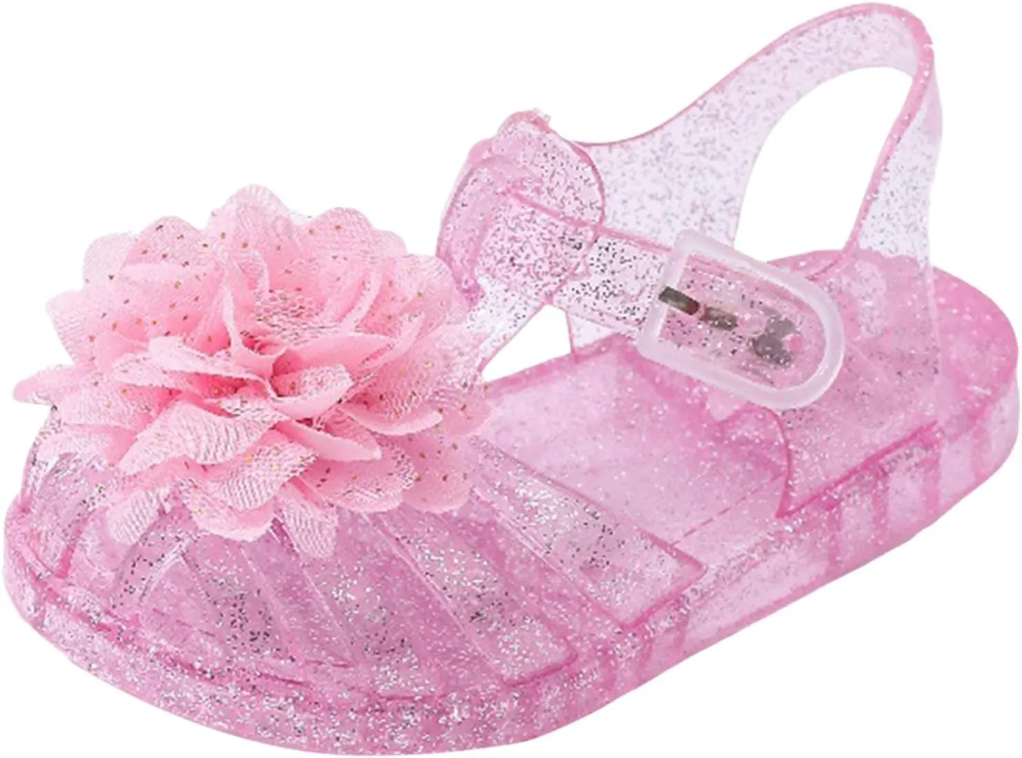 Jelly Sandals for Girls Kids Toddler Flower Princess Shoes Closed Toe Summer Beach Cute Flat Sandal with Ankle Strap
