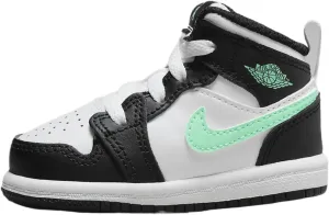 Jordan 1 Mid Baby/Toddler Shoes (DQ8425-103, White/Black/Green Glow) Size 3