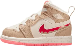 Jordan 1 Mid SE Baby/Toddler Shoes (HJ5959-206, Desert/Pale Ivory/Fusion Red)