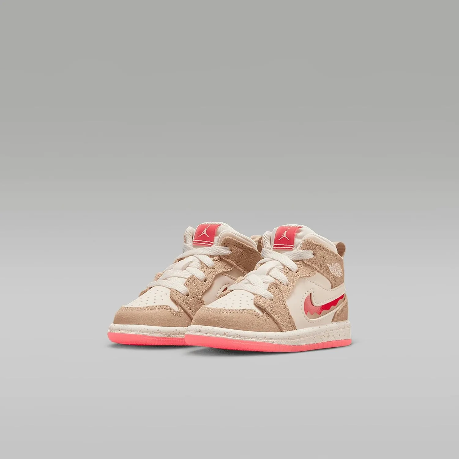Jordan 1 Mid SE Baby/Toddler Shoes (HJ5959-206, Desert/Pale Ivory/Fusion Red)