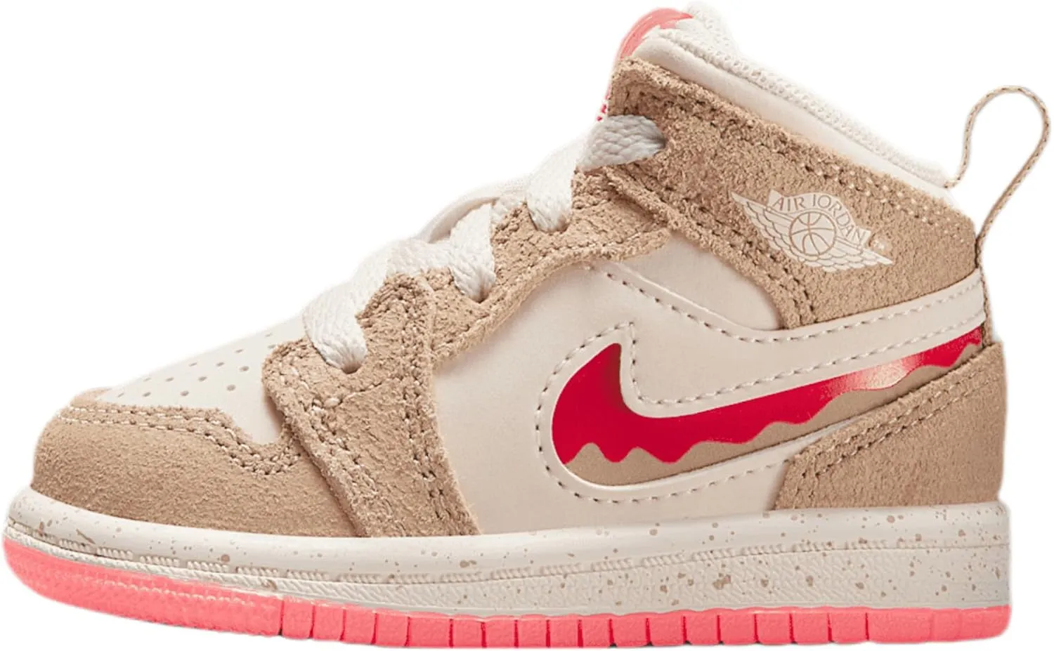 Jordan 1 Mid SE Baby/Toddler Shoes (HJ5959-206, Desert/Pale Ivory/Fusion Red)