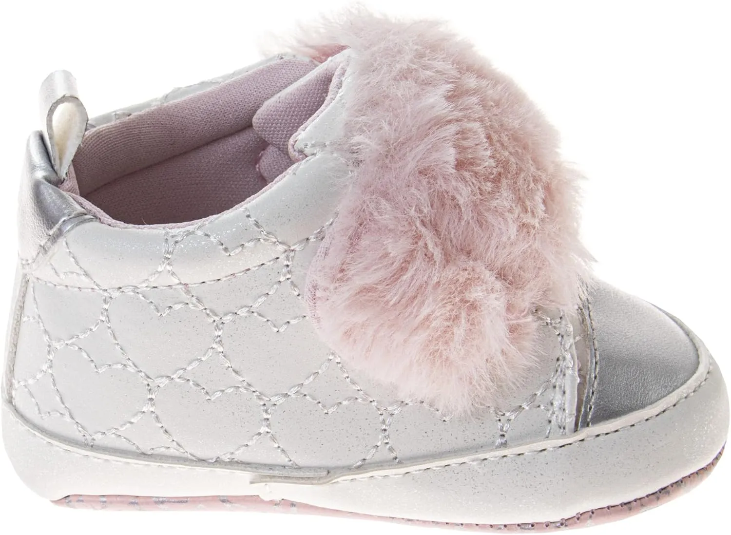 Josmo Infant Girls Faux Fur Baby Shoes Pom Poms, Soft Warm Crib Boots for Newborns (Size 2-4 Infant)
