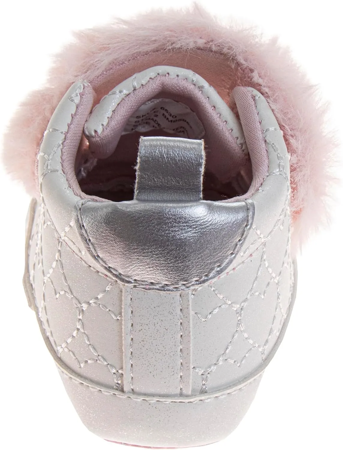 Josmo Infant Girls Faux Fur Baby Shoes Pom Poms, Soft Warm Crib Boots for Newborns (Size 2-4 Infant)