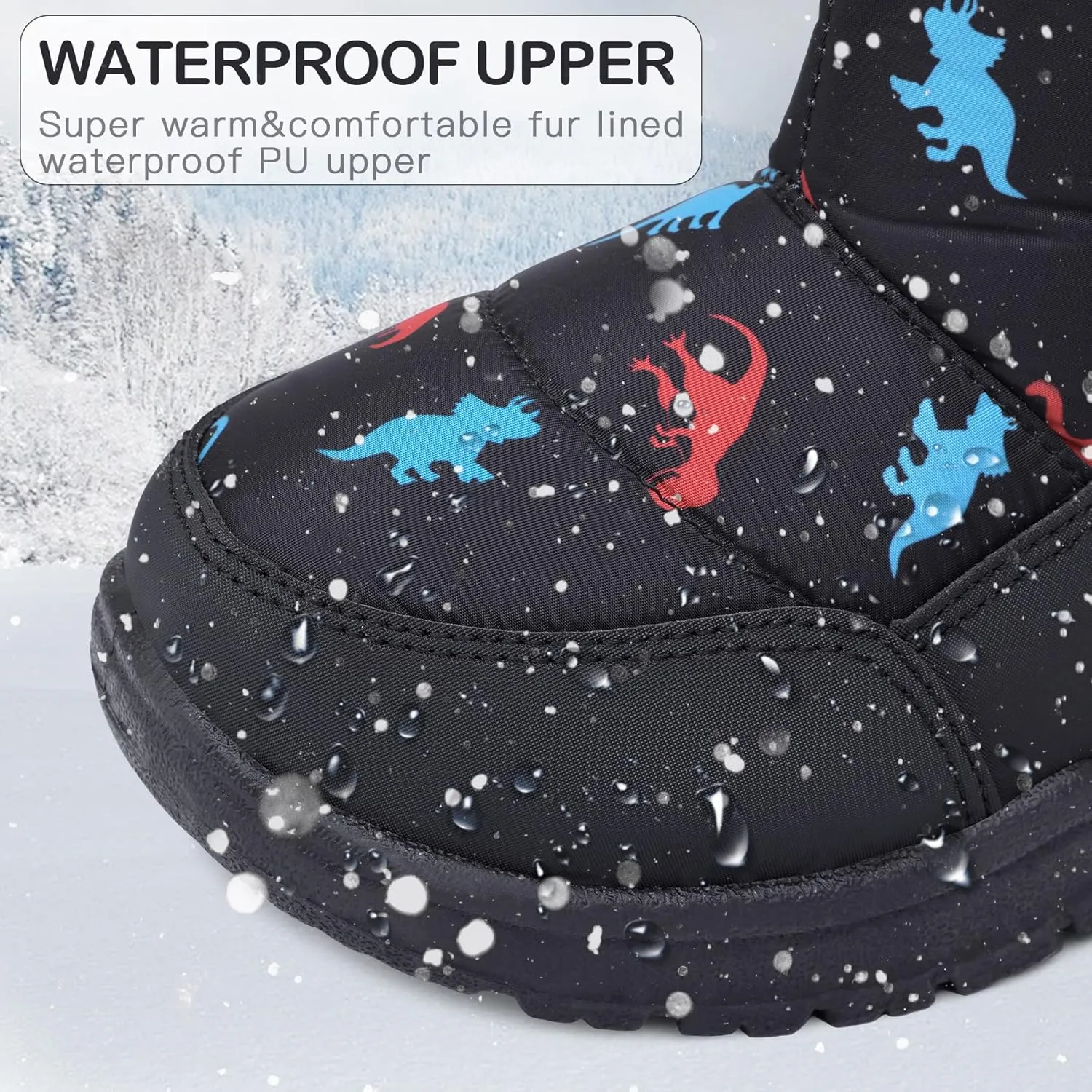 K KomForme Boys & Girls Snow Boots Warm Anti-Slip Outdoor Winter Shoes (Toddler/Little Kid/Big Kid)