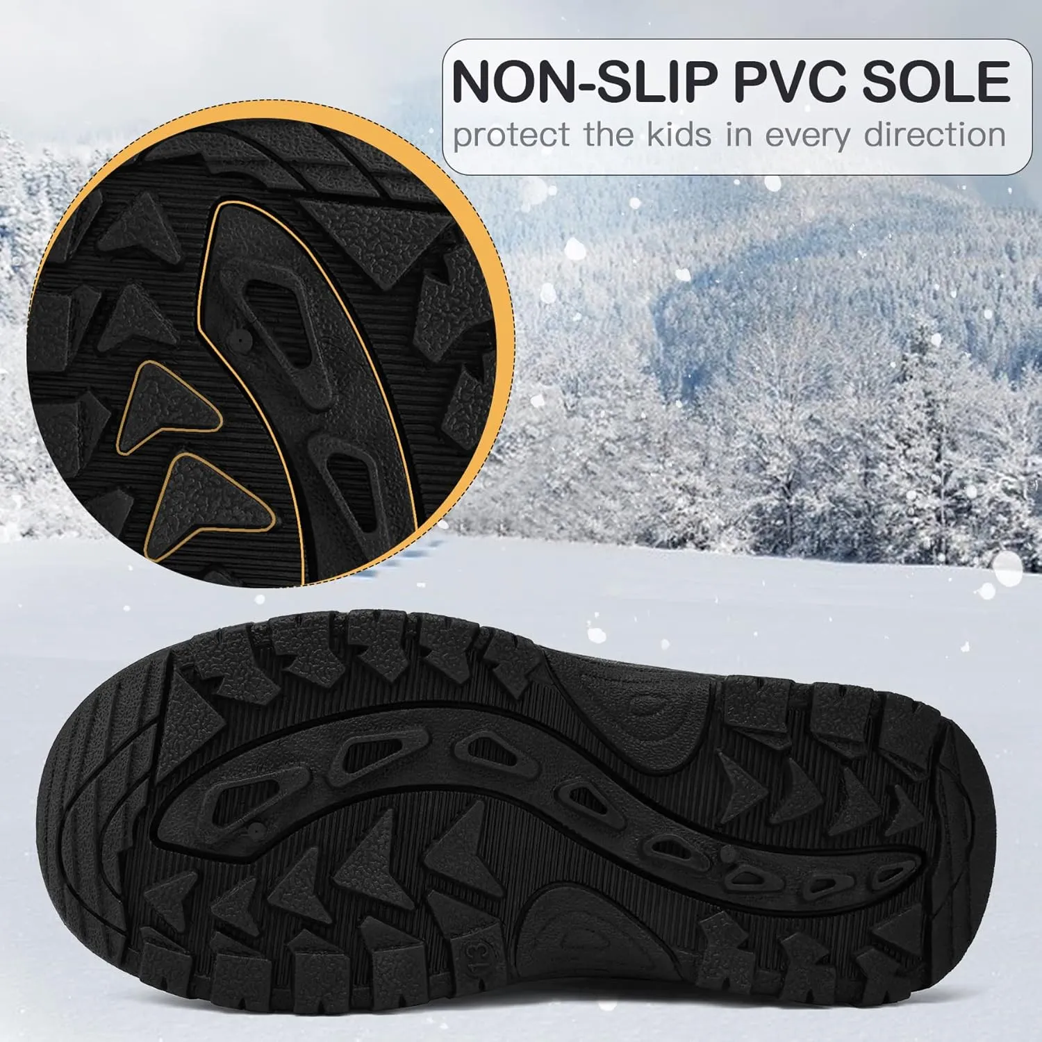 K KomForme Boys & Girls Snow Boots Warm Anti-Slip Outdoor Winter Shoes (Toddler/Little Kid/Big Kid)