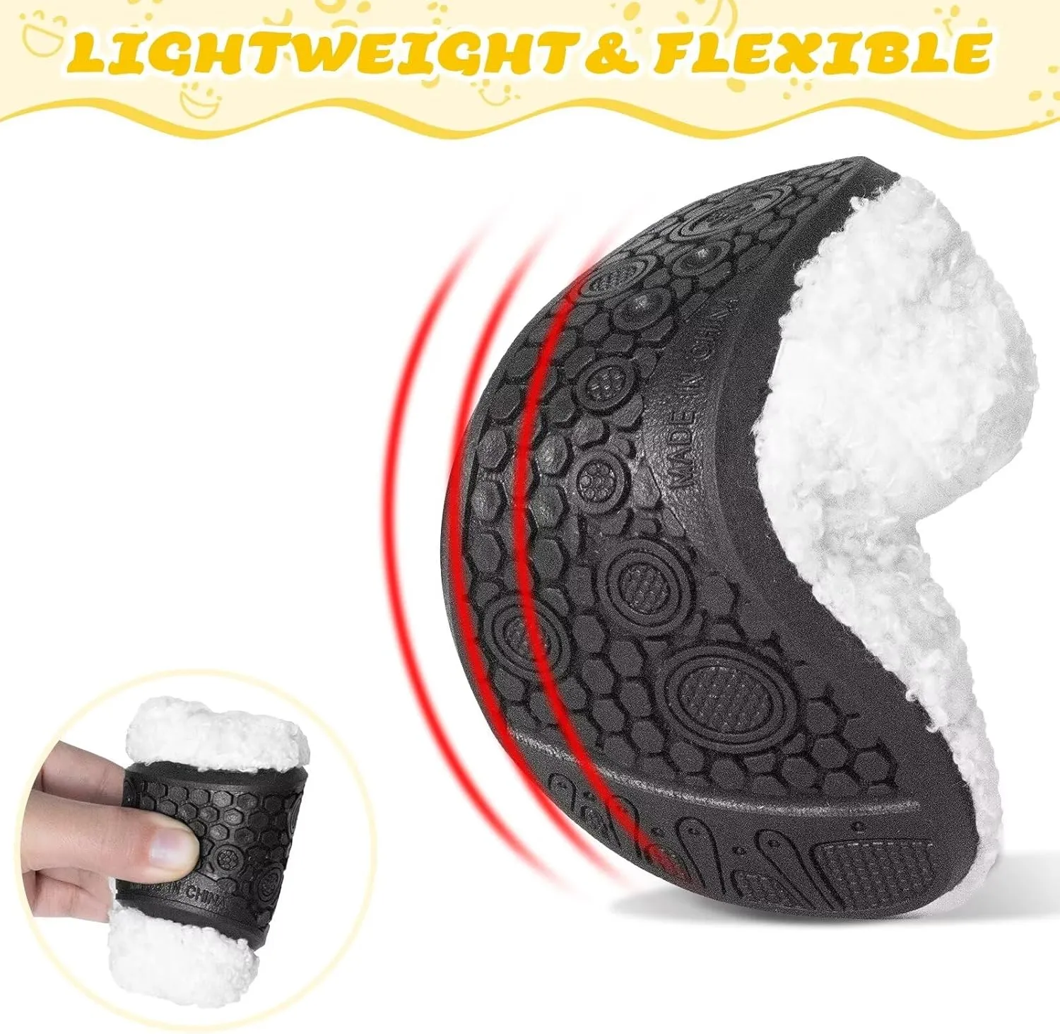 KEYUSHOP Smile Face Toddler Kids Slippers - Cute Soft Plush Non-Slip Rubber Sole Socks Shoes - Warm, Lightweight, Outdoor Walking Shoes