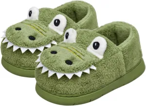 Kids Boys Girls Slip On Winter Warm House Slippers Plush Cozy Cute Dinosaur Home Shoes with Soft Memory Foam