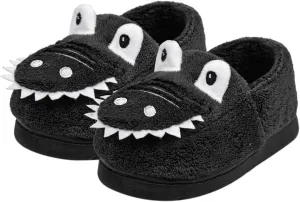 Kids Boys Girls Slip On Winter Warm House Slippers Plush Cozy Cute Dinosaur Home Shoes with Soft Memory Foam