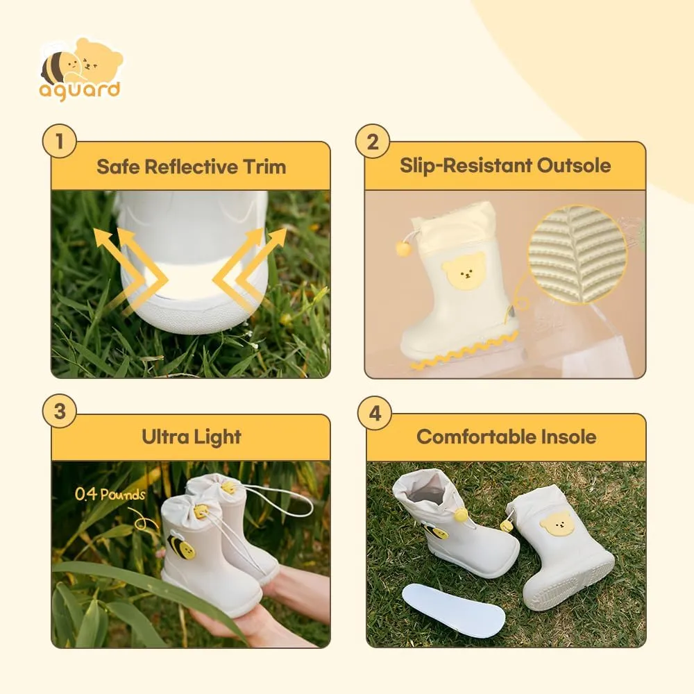 Kids Rain Boots with an Elastic Boot Collar, Toddler Rain Shoes Children WaterProof Boots for Boys and Girls