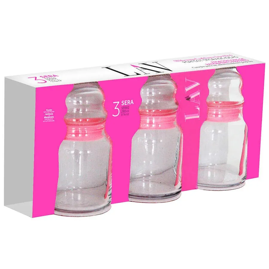 Lav Sera Glass Jar Set with Lid, 3 Pcs, 9.75 Oz, 290 cc