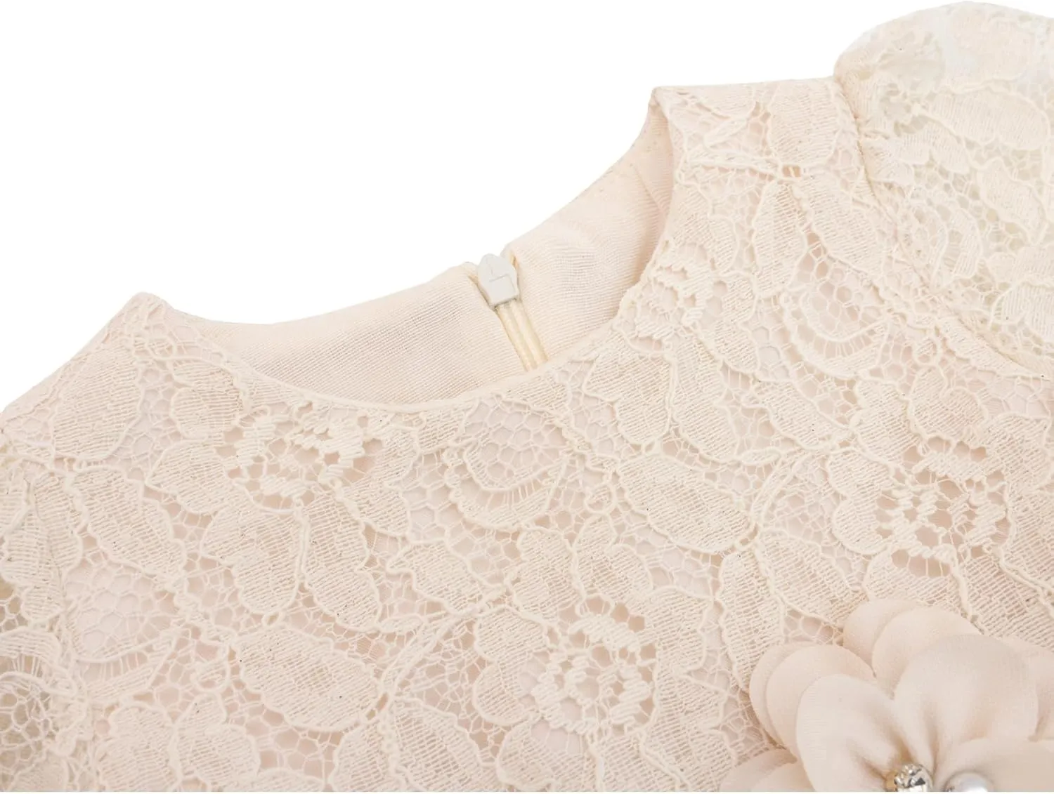 Lilax Baby Girls' Lace Floral Embroidered Dress with Matching Shoes Christening Baptism Dress
