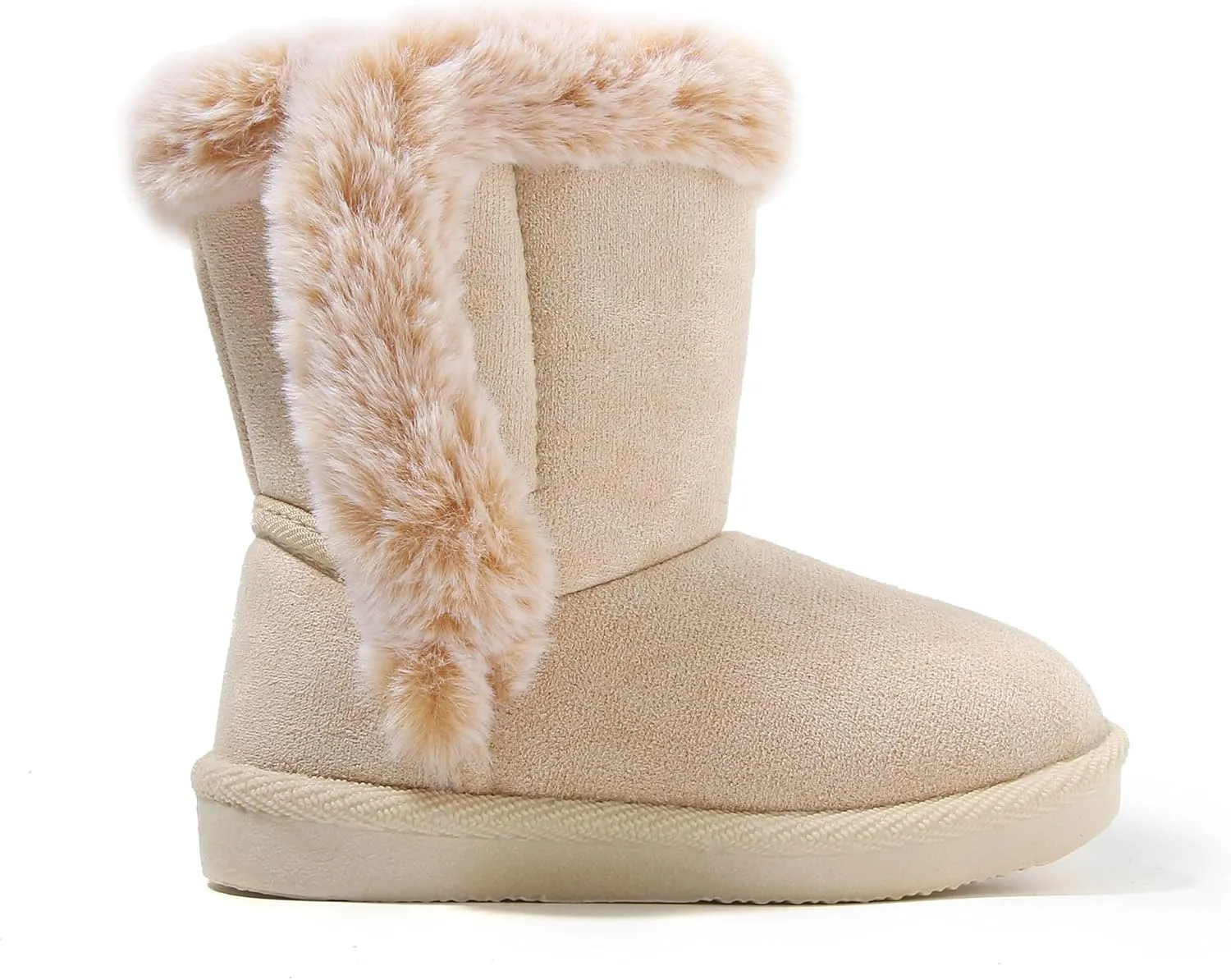 LONSOEN Kids Girls Boys Winter Warm Boots Suede Lightweight Faux Fur Lined Mid Calf Snow Boots for Toddler/Little Kid