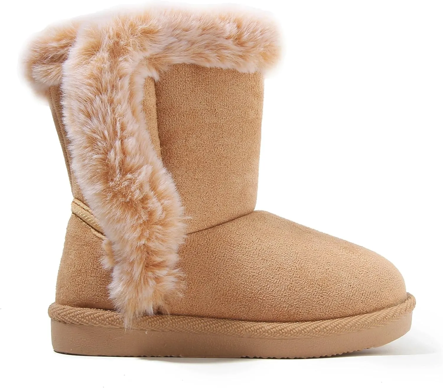 LONSOEN Kids Girls Boys Winter Warm Boots Suede Lightweight Faux Fur Lined Mid Calf Snow Boots for Toddler/Little Kid