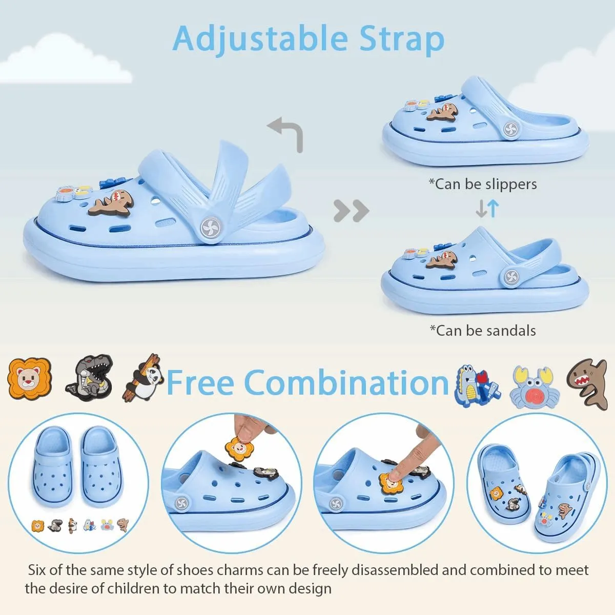 Miamooi Kids Girls Boys Clogs Garden Clogs Toddler Cartoon Slides Sandals Slip-on Water Shoes Indoor Outdoor Waterproof Beach Pool Slippers