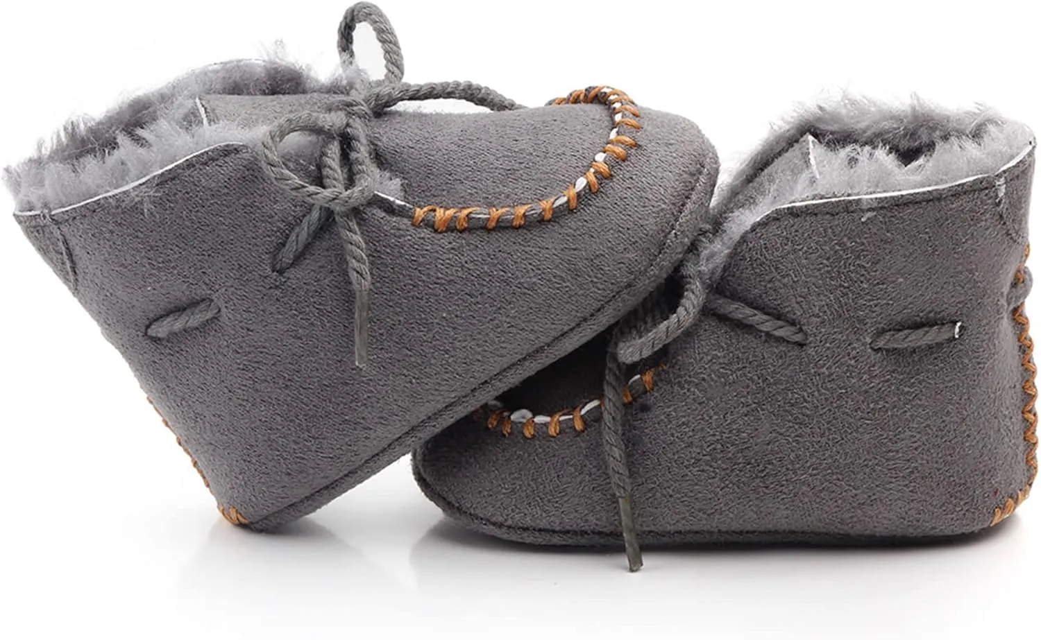 Newborn Baby Booties Warm Fur Lining Non-slip Soft Rubber Sole Lace-up Winter FirstWalker Shoes Boots