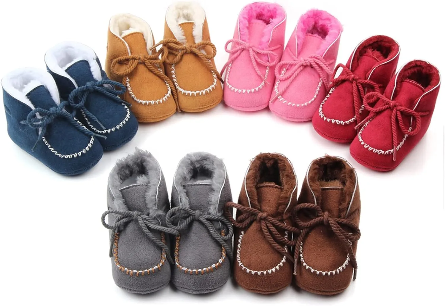 Newborn Baby Booties Warm Fur Lining Non-slip Soft Rubber Sole Lace-up Winter FirstWalker Shoes Boots