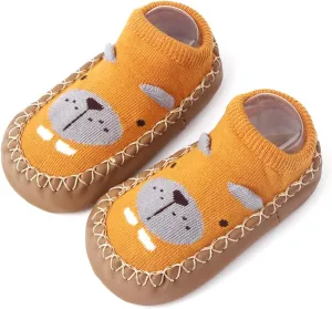 Newborn Baby Boy Girl Cozy Socks Shoes Non Slip Soft Sole Cartoon Animal Floor Socks Kids First Walking Shoes