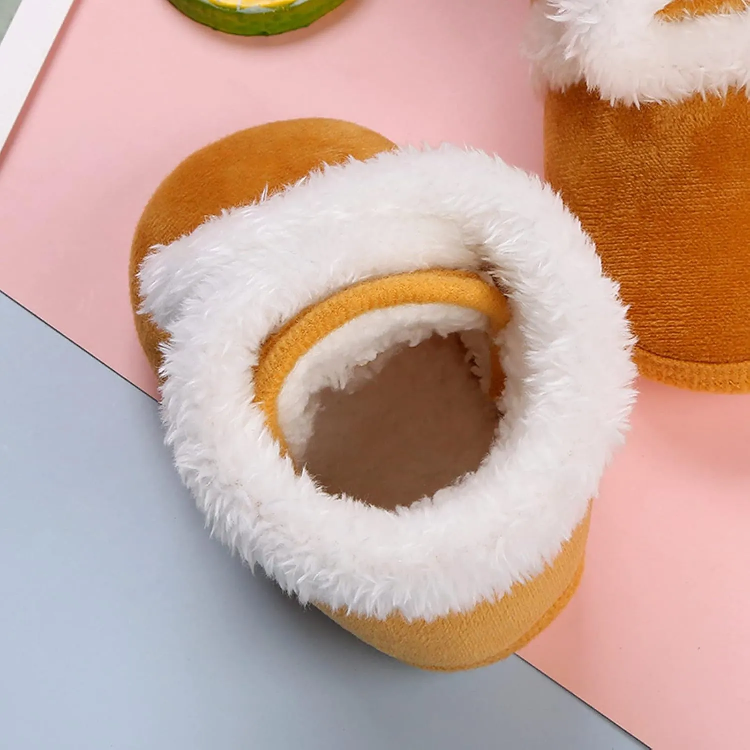 Newborn Baby Cozy Fleece Booties with Grippers Winter Slippers Socks Soft Sole Stay On Infant First Walker Shoes