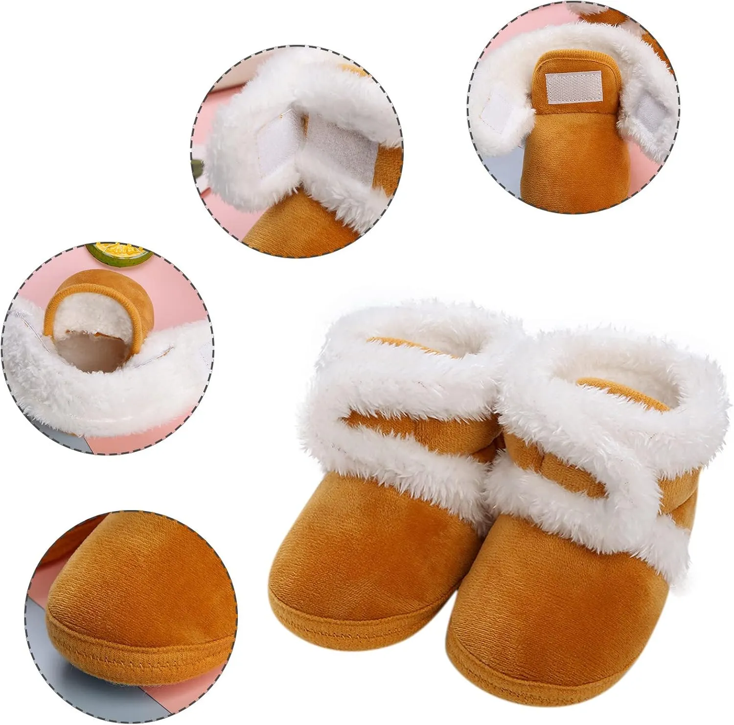 Newborn Baby Cozy Fleece Booties with Grippers Winter Slippers Socks Soft Sole Stay On Infant First Walker Shoes
