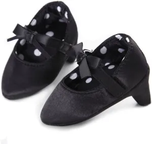 Newborn Baby Girls Shoes Bowknot Soft Sole Crib Shoes First Walkers Black, 0GeAOGATOit6 Months Infant