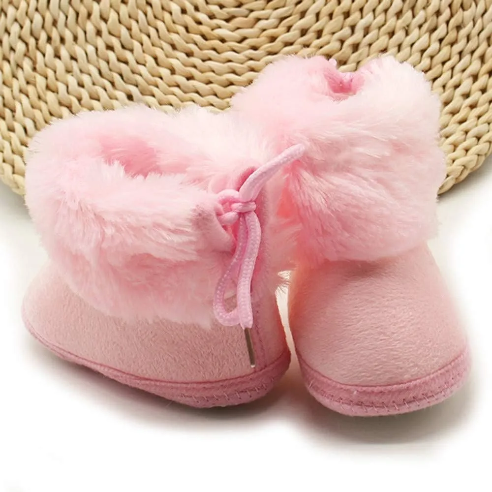 Newborn Infant Boots Winter Baby Girl Shoes Soft Sole Anti-Slip Toddler Snow Wool Warm Prewalker Boots