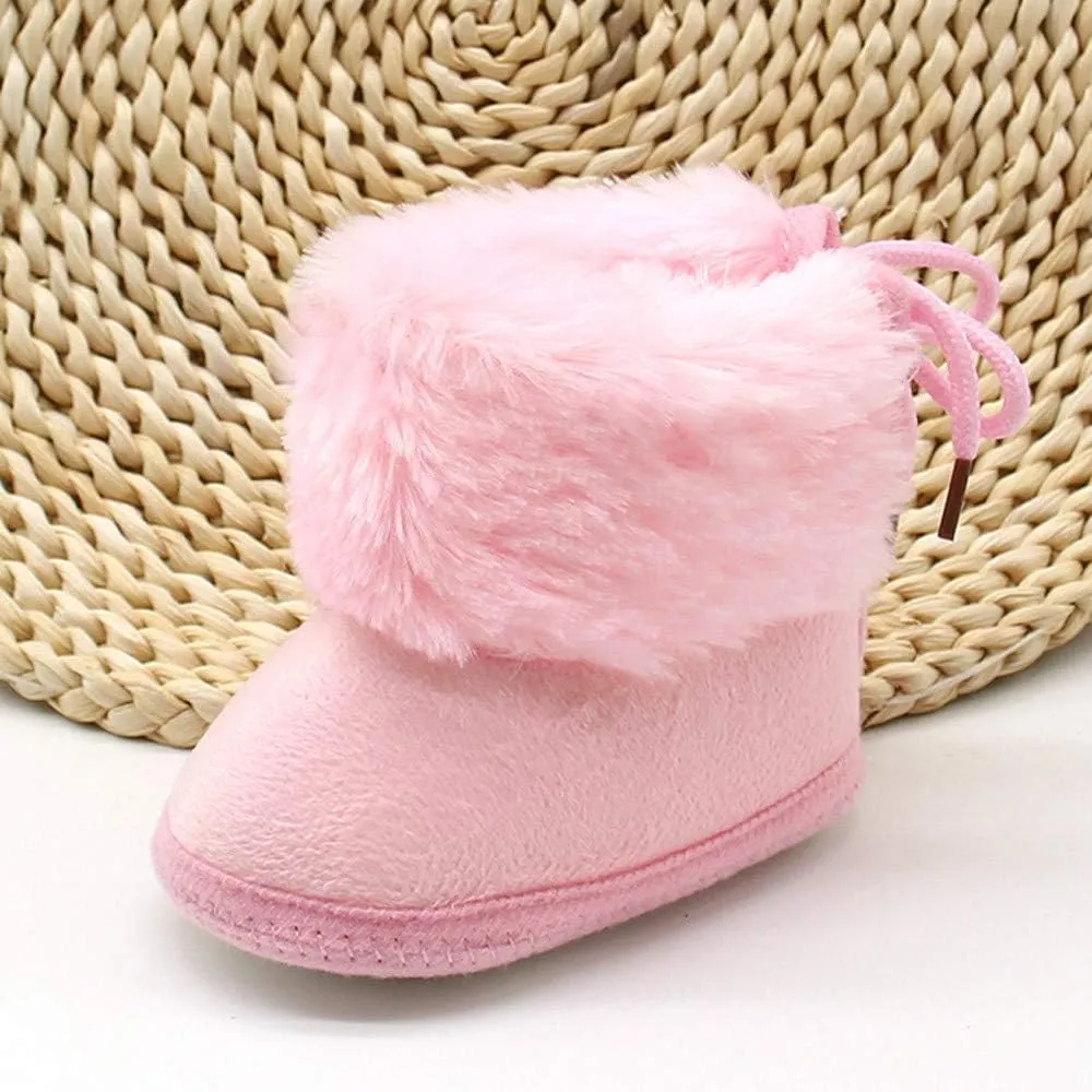 Newborn Infant Boots Winter Baby Girl Shoes Soft Sole Anti-Slip Toddler Snow Wool Warm Prewalker Boots