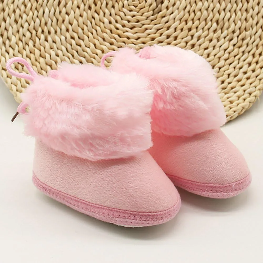 Newborn Infant Boots Winter Baby Girl Shoes Soft Sole Anti-Slip Toddler Snow Wool Warm Prewalker Boots