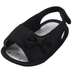 Newborn Toddler Girl Soft Sole Bowknot Sandals Shoes Baby Crib Cloth (6~12 Month, Black)