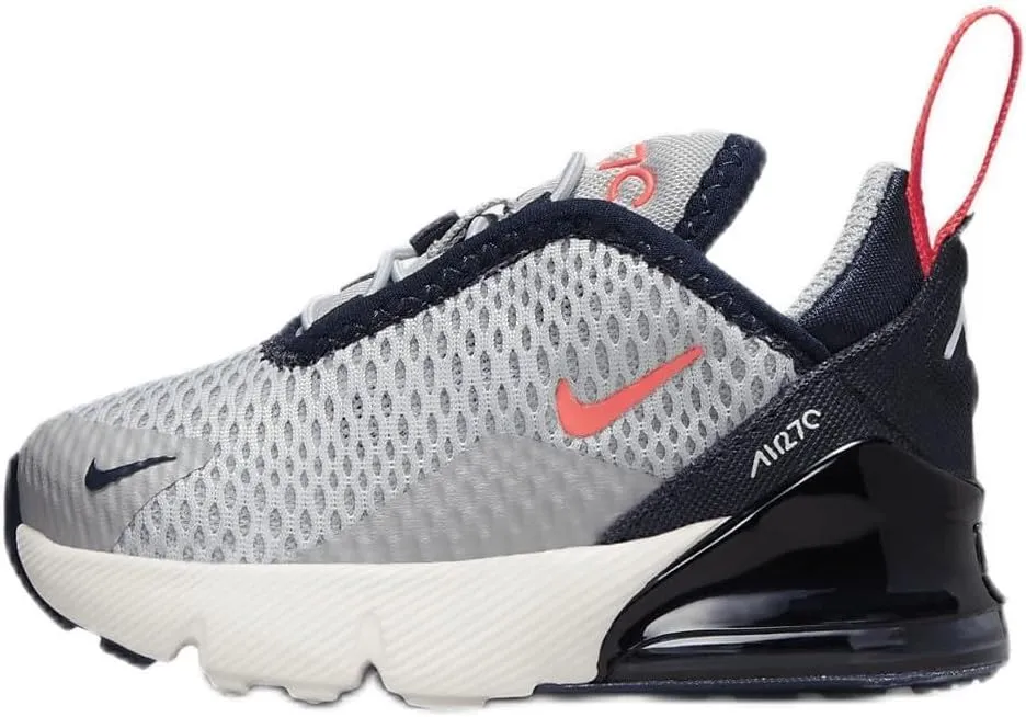 Nike Air Max 270 Baby/Toddler Shoes (DD1646-028, Light Smoke Grey/Dark Obsidian/Phantom/Bright Crimson) Size 7