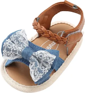 Non-Slip Shoes Girls Soft Dress Walking Flat Sole Sandals Bow Baby Shoes Rubber Baby Shoes Infant Shoes