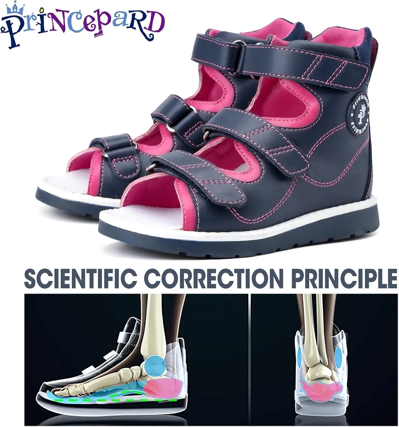 Orthopedic Corrective Sandals for Kids,High Top Summer Toddlers Flat Shoes for Children with Arch and Ankle Support,Anti-slip Soles