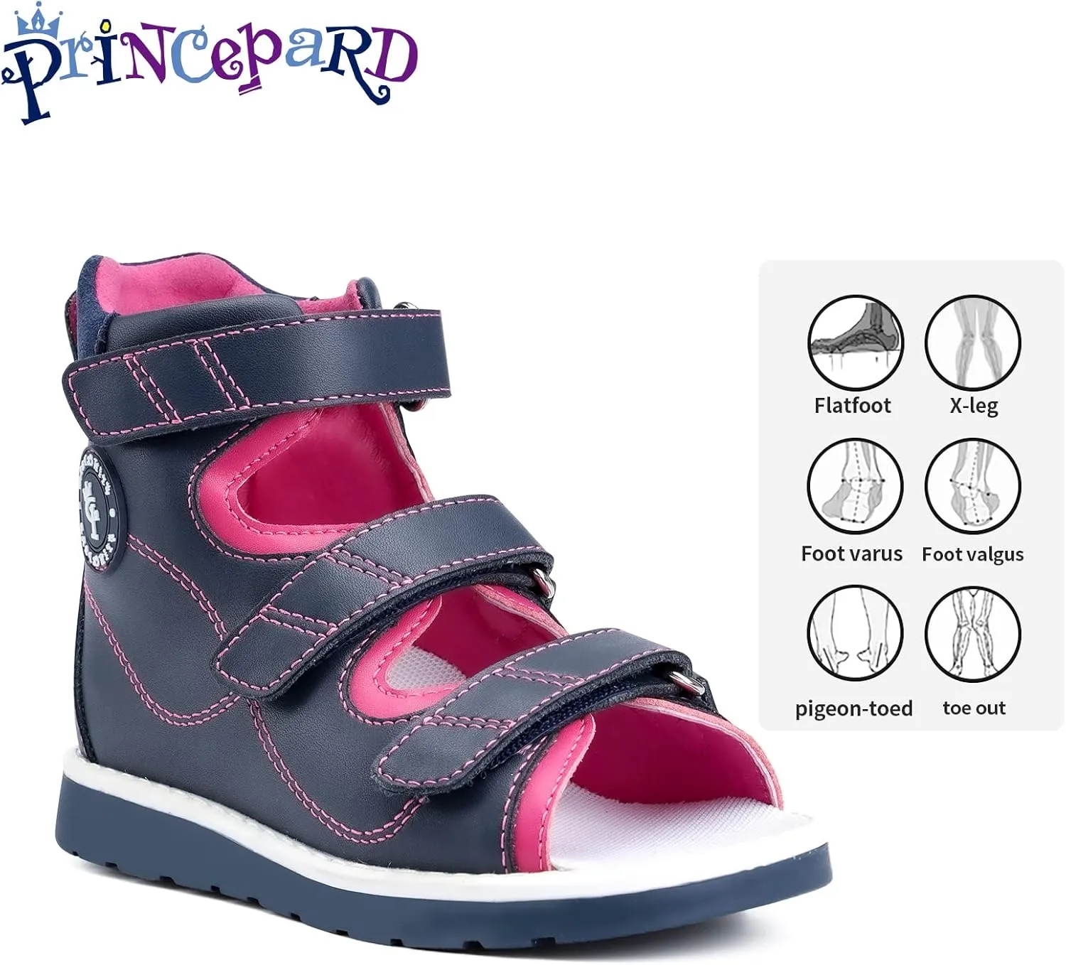Orthopedic Corrective Sandals for Kids,High Top Summer Toddlers Flat Shoes for Children with Arch and Ankle Support,Anti-slip Soles