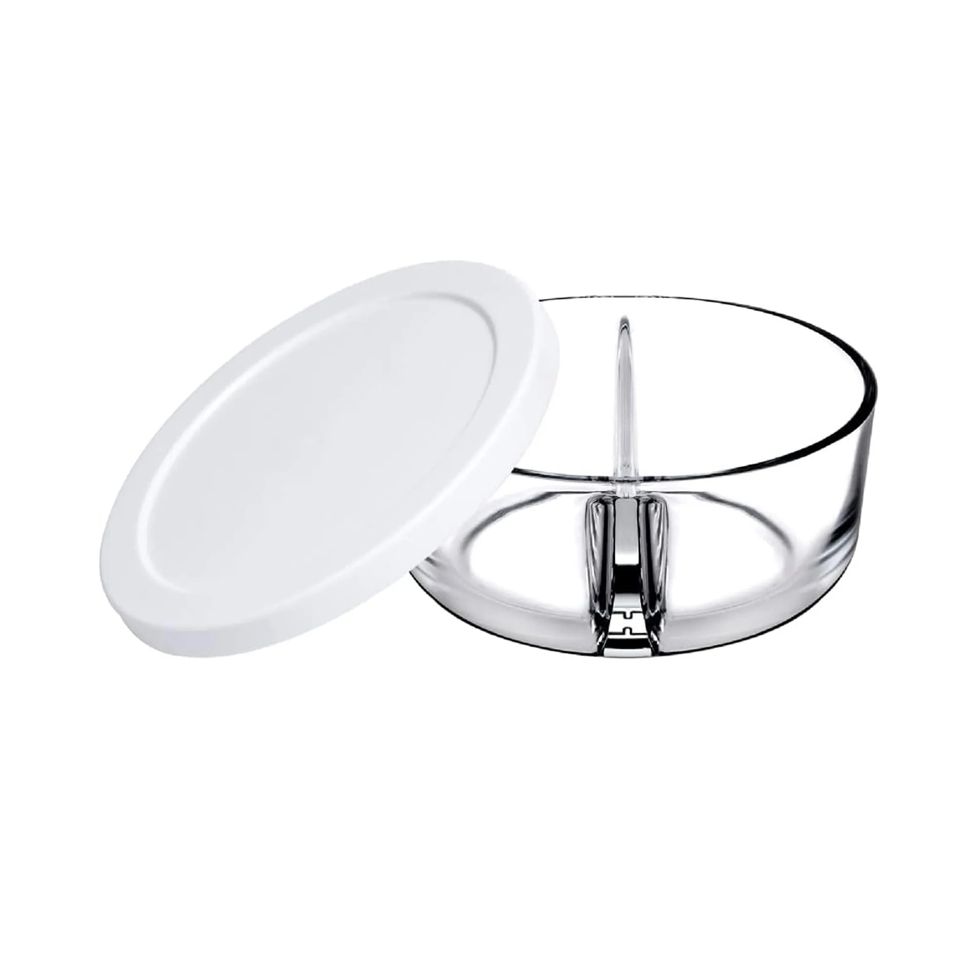 Pasabahce 2 Compartment Round Food Storage Container Clear