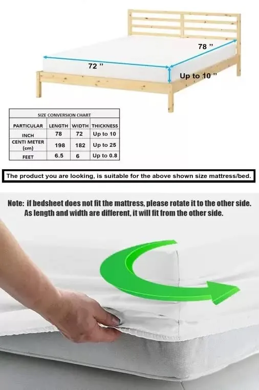 PATWAHOUSE Premium Glace Cotton Elastic Fitted King Size Double Bedsheets with 2 Pillow Covers | Double Bed with All Around Elastic 210 TC Super Soft | Size - 72 King Size x 78 10 inches | Brown-Beige