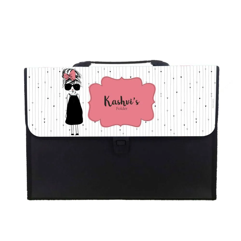 Personalised Folder - Girl With A Bow