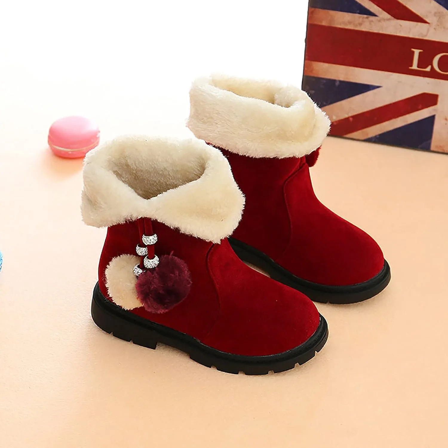 POLG Kids Boots Winter Warm Snow Newborn Girl Shoes Soft Sole Anti-Slip Prewalker Infant Toddler Cute Booties