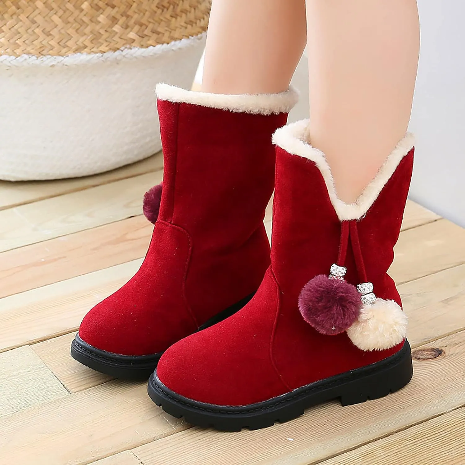 POLG Kids Boots Winter Warm Snow Newborn Girl Shoes Soft Sole Anti-Slip Prewalker Infant Toddler Cute Booties