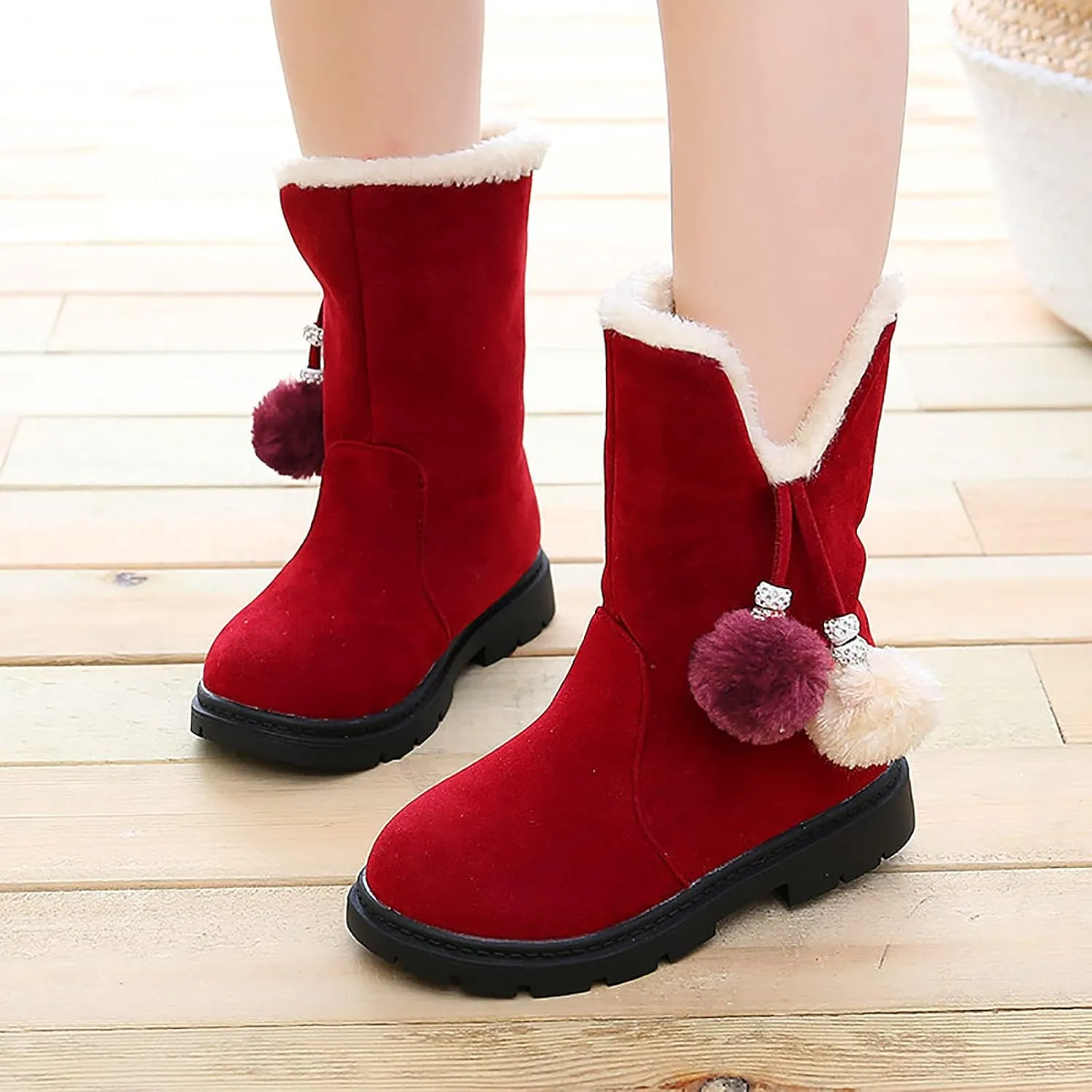 POLG Kids Boots Winter Warm Snow Newborn Girl Shoes Soft Sole Anti-Slip Prewalker Infant Toddler Cute Booties