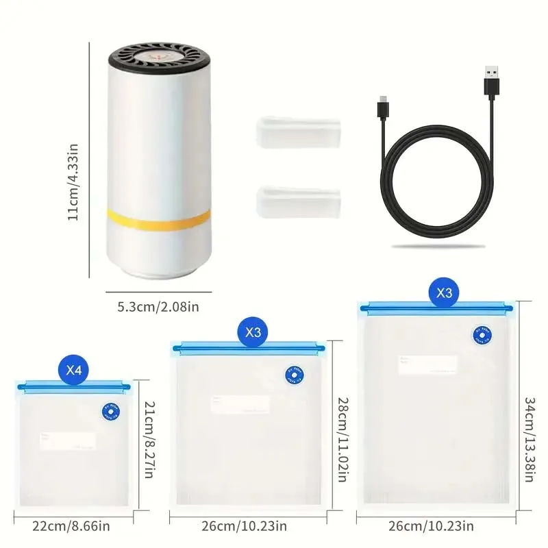 Portable 3-in-1 USB Vacuum Sealer Kit