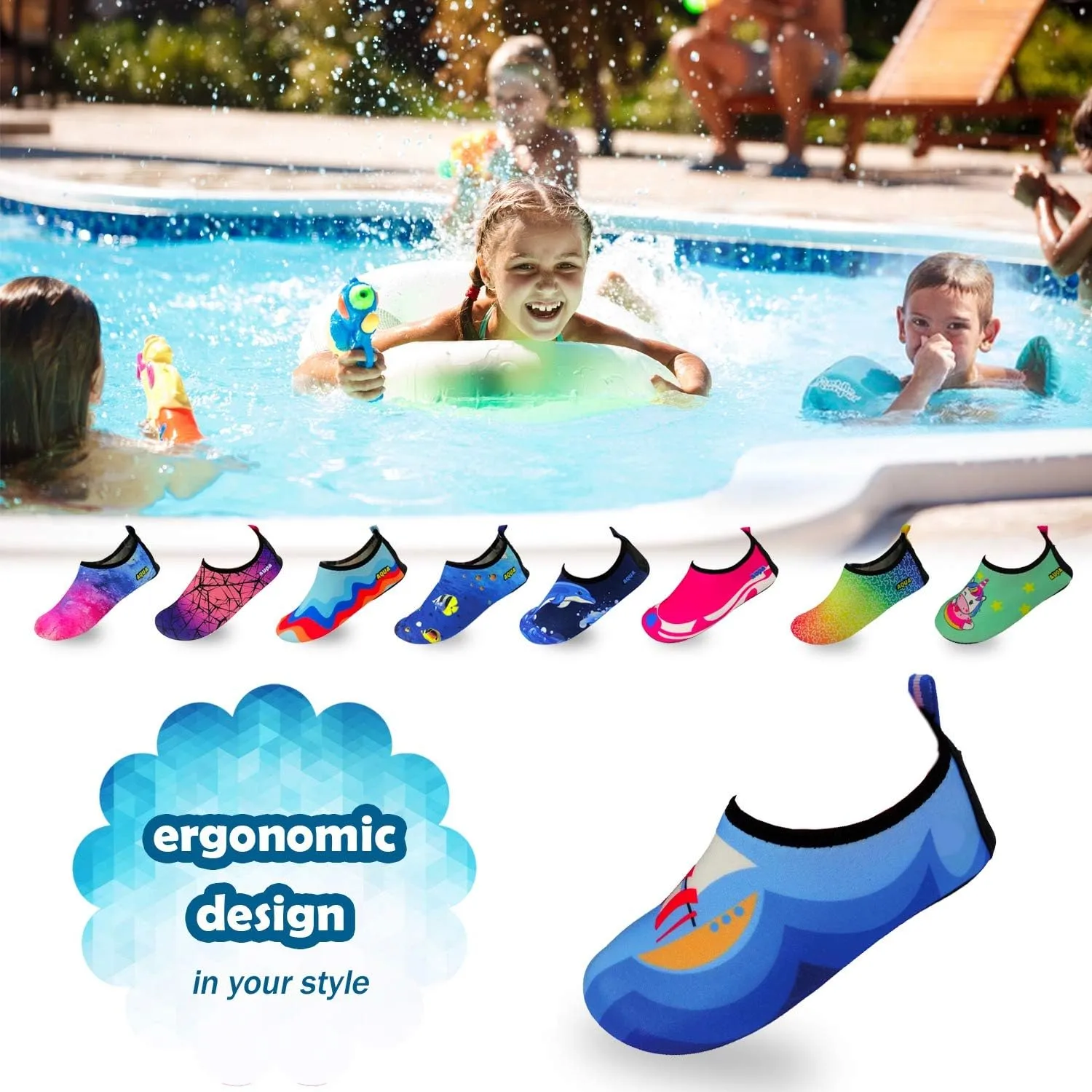 Quick-Dry, Non-Slip, Lightweight Swim Shoes for Summer, Beach, Sea & Pool  for Boys, Girls, Babies, Toddlers & Little Kids