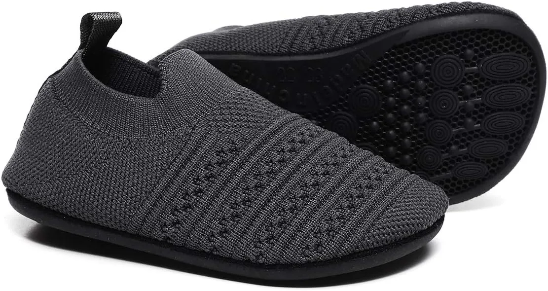 QZKDM Indoor Outdoor Non-Slip Toddler Slippers Shoes Lightweight Kids First Walkers House Shoes for Boys Girls with Rubber Sole Grip