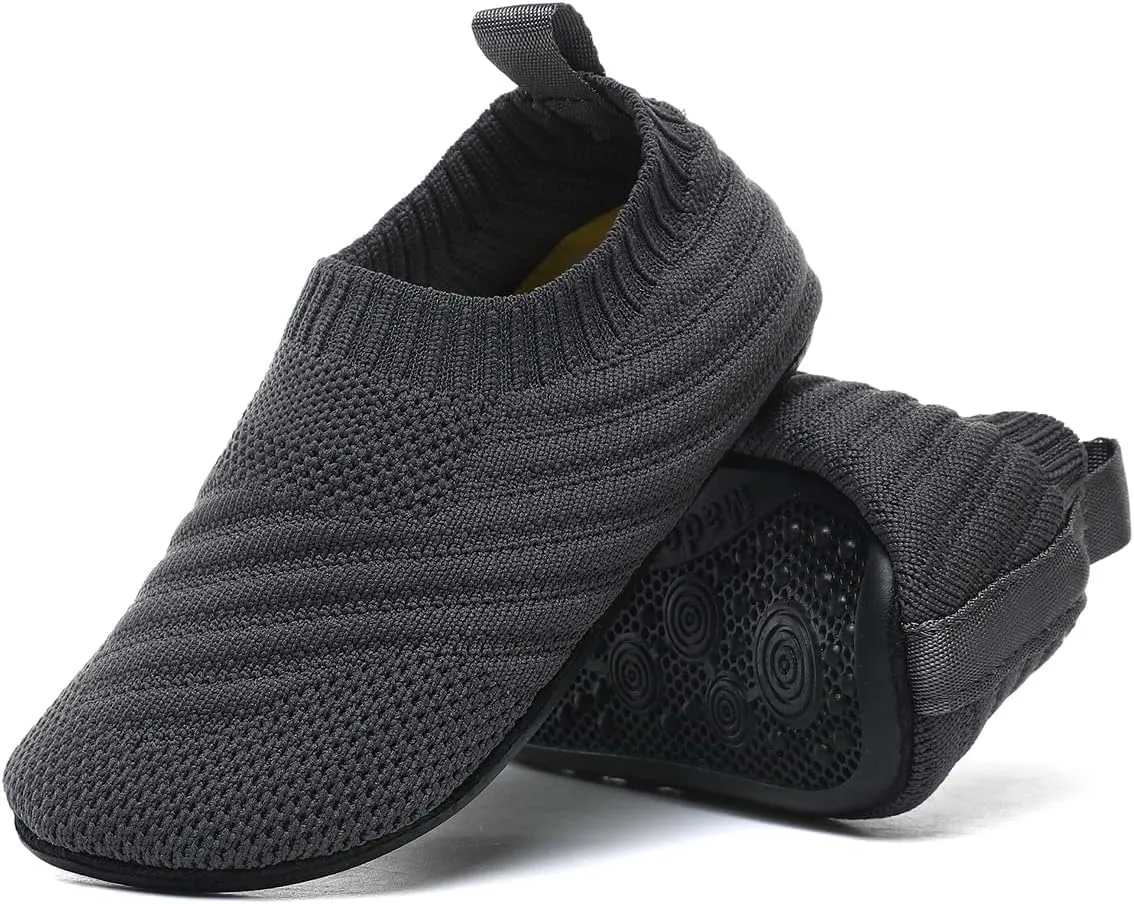 QZKDM Indoor Outdoor Non-Slip Toddler Slippers Shoes Lightweight Kids First Walkers House Shoes for Boys Girls with Rubber Sole Grip