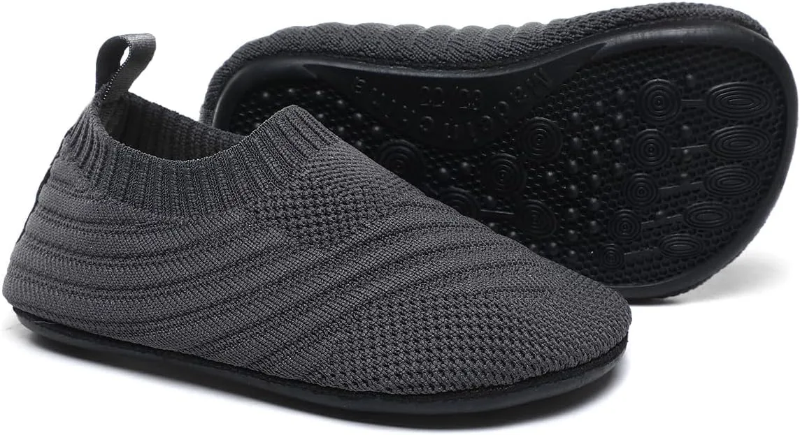 QZKDM Indoor Outdoor Non-Slip Toddler Slippers Shoes Lightweight Kids First Walkers House Shoes for Boys Girls with Rubber Sole Grip