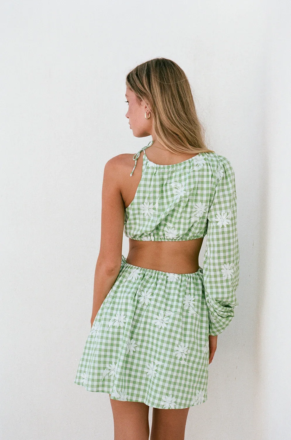 SAMPLE-Ronnie One Shoulder Dress - Gingham