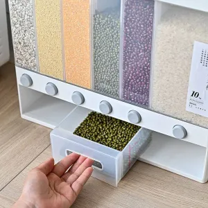 Sealed Rice Storage Box Wall Mounted Cereal Grain Container Dry Food Dispenser Grain Storage Jar Kitchen Storage Tools