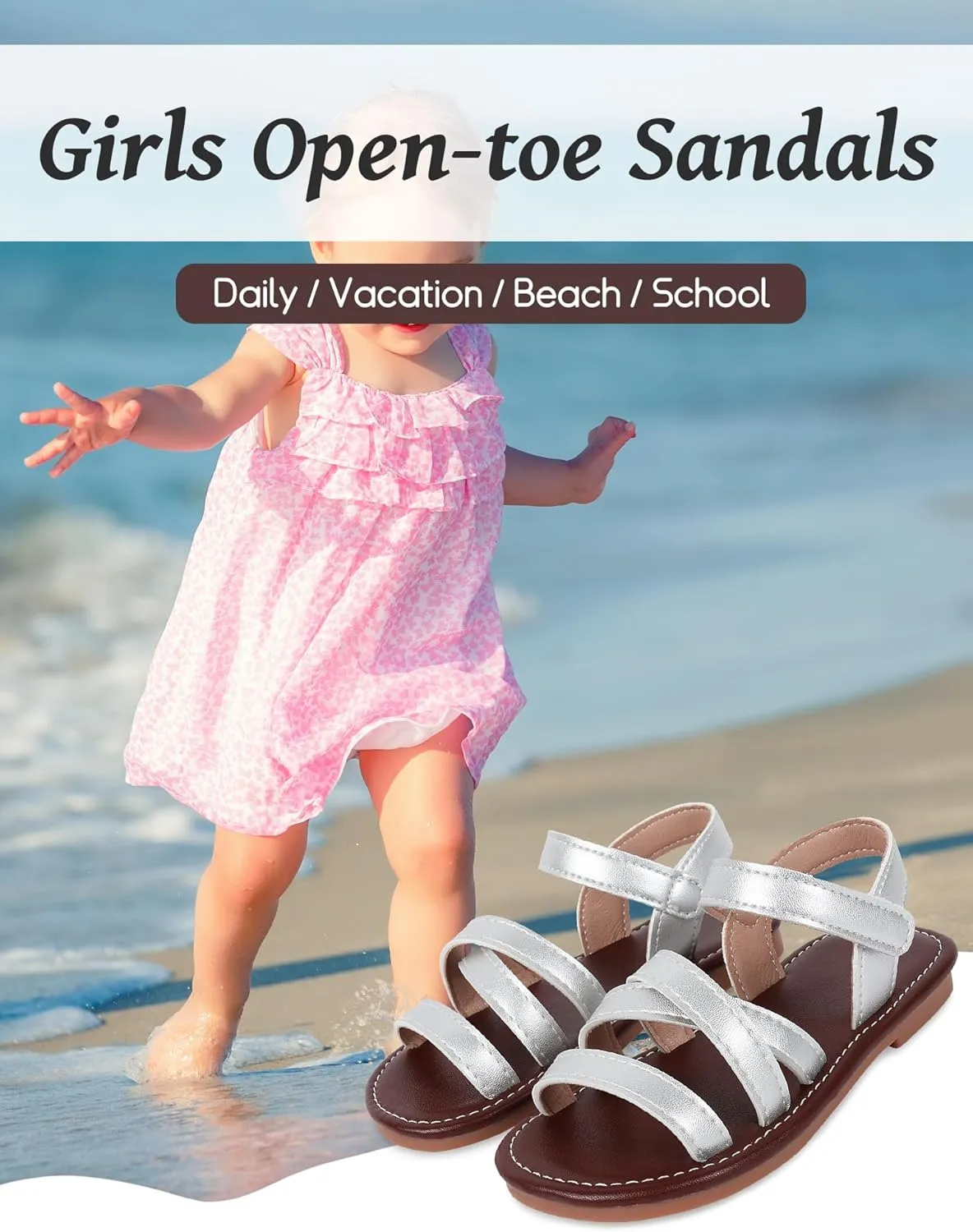 SEAUR Toddler Girl Sandals Size 6-12 Casual Summer Beach Vacation Holiday Open Toe Shoes for Outdoor Playwear