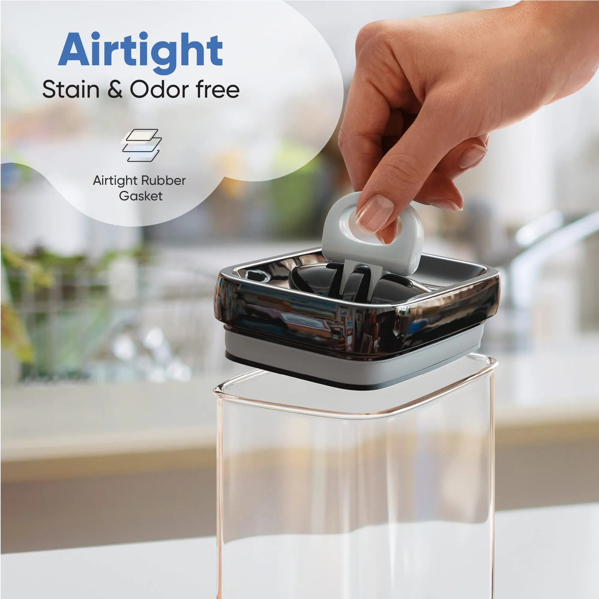 Set of 7 Airtight Food Storage Containers - Pantry Organization and Storage - 100% Airtight, BPA-Free, Clear Plastic Kitchen Canisters for Flour, Sugar and Food Storage