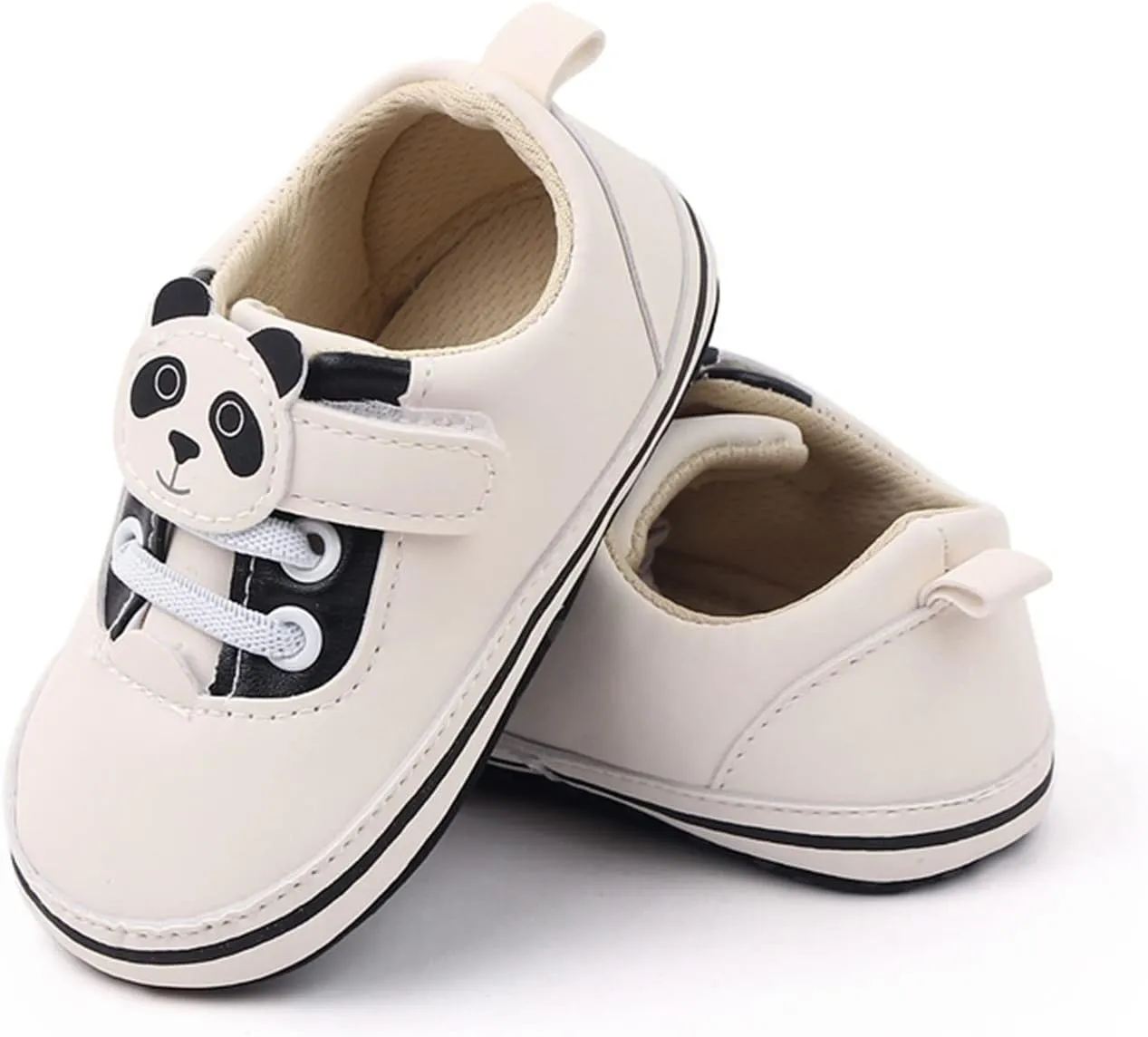 sfdgfhyf Baby Sneaker Infant Toddler Shoes Soft Sole Cartoon Panda Lace Up Casual Shoes Princess Shoes (Black, 6-12 Months)